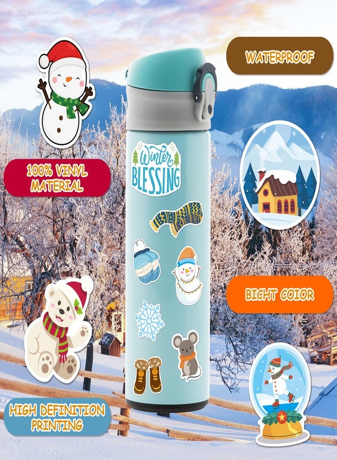 LINAYE 300 PCS Winter Stickers for Kids Non-Repeating Waterproof, Adhesive Vinyl Cute Winter Snowman Stickers Bulk Pack for Kids Party Favors Gifts for Boys Girls - Image 4